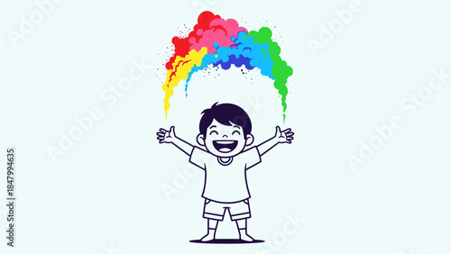 Child celebrating with colorful powder