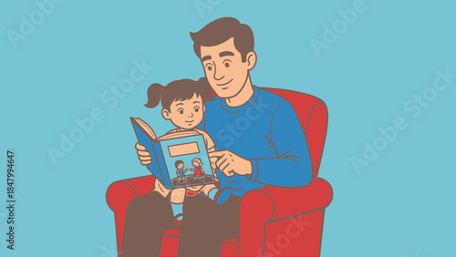 Father and daughter reading together