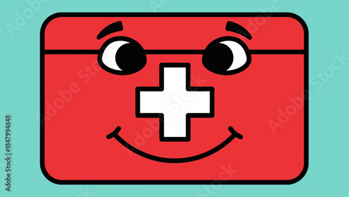 First aid kit with smiling face