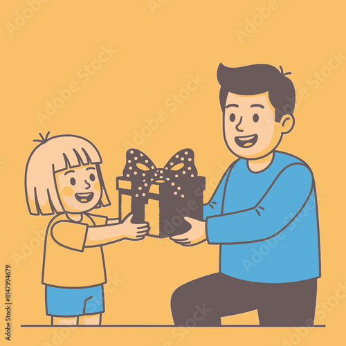 Child giving father a gift