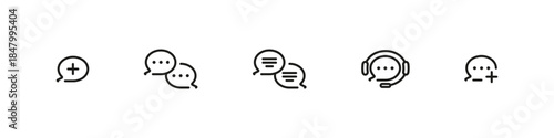 Chatting bubbles vector outline icon set. Messaging, communication, and conversation design collection
