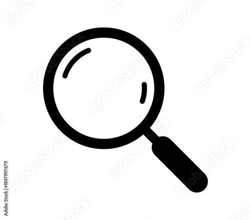 Magnifying glass search icon, representing search functionality, inquiry, and investigation
