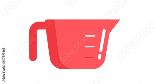 A minimal style illustration of a red measuring cup used for cooking or baking projects