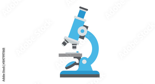 A Minimalist Blue Microscope Illustration for Scientific and Educational Use