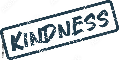 Inspirational rubber stamp with the powerful word KINDNESS in a textured blue ink design