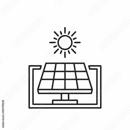 Solar Panel Generating Energy From Sunlight Icon.