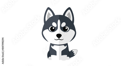 Adorable husky puppy illustration with minimalist design against clean background