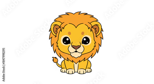 Adorable lion cub illustration with a cartoon style for children's content and educational purposes