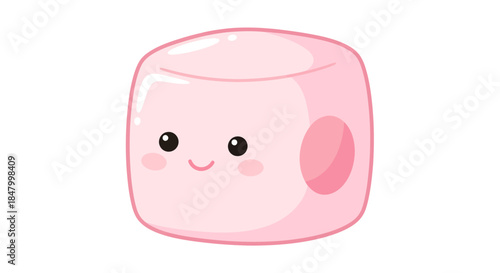 Adorable pink marshmallow cartoon character with a cheerful expression perfect for designs
