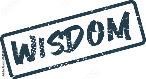 Embrace knowledge and intelligence with this unique distressed rubber stamp featuring the powerful word WISDOM clearly visible