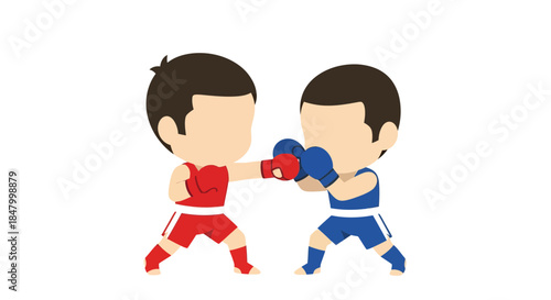 Cartoon boxing match illustration depicting playful combat between two characters
