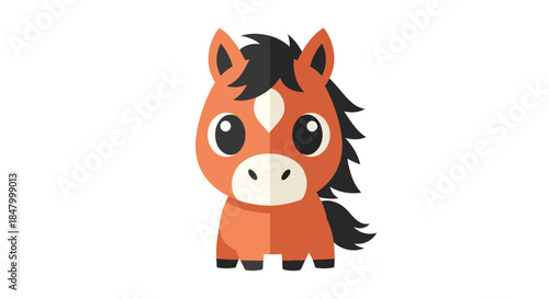 Cartoon horse with big eyes, cute equine character for children's design projects