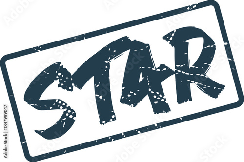 Grungy lettered Star text within a stylish rectangular box for celestial or achievement themes