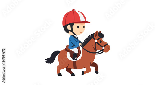 Charming cartoon horse and jockey illustration perfect for children's designs and animations