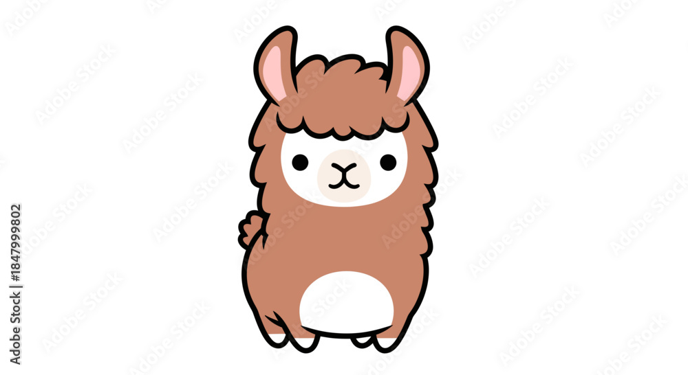 Fototapeta premium Charming cartoon llama illustration with fluffy fur and adorable expression creating a delightful