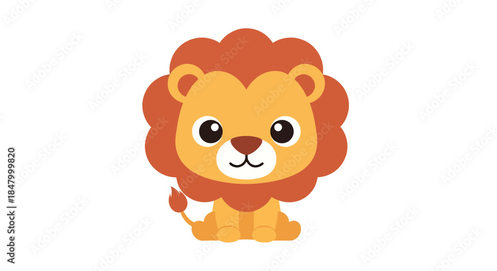 Obraz premium Charming cartoon lion cub character illustration, ideal for children's content and educational
