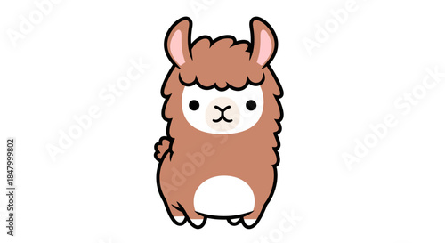 Charming cartoon llama illustration with fluffy fur and adorable expression creating a delightful