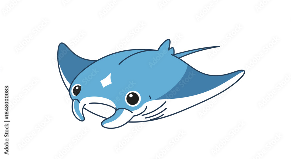 Fototapeta premium Charming manta ray character illustration offering a fresh and whimsical take on marine wildlife