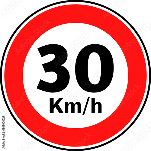 Speed Limit 30 kmh Traffic Sign Vector