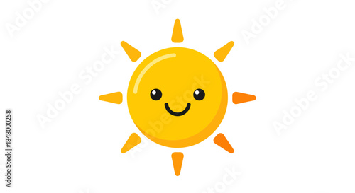 Cheerful sunshine cartoon radiating warmth and happiness in a minimalistic style