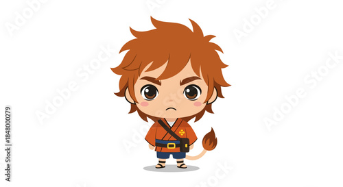 Chibi lionhearted character on white backdrop for children's content creation