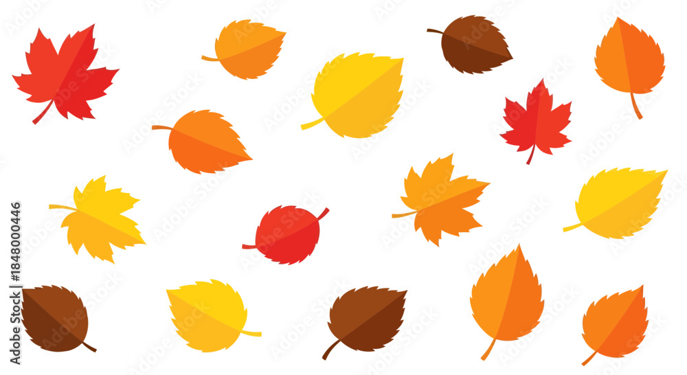 Obraz premium Colorful autumnal leaves seamless pattern vector design representing nature transition and