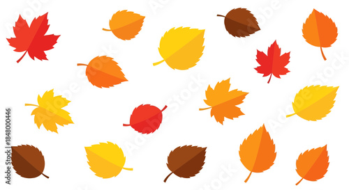 Colorful autumnal leaves seamless pattern vector design representing nature transition and