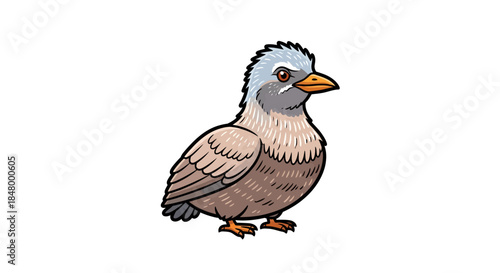 Cute avian character with feathery details illustration on clear background