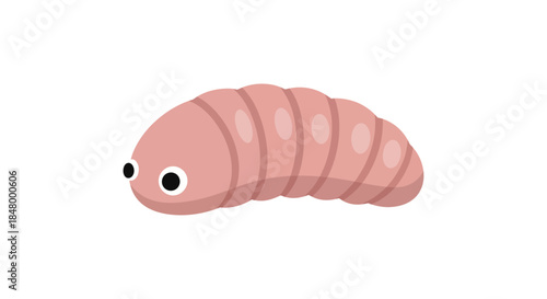 Cute cartoon earthworm illustration with a minimalist design for children's content