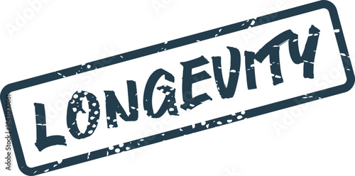 Grungy Longevity Word Rubber Stamp Representing Endurance Timelessness and Sustained Existence