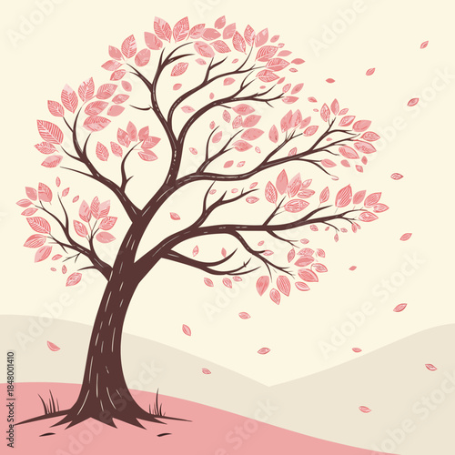 Cherry blossom tree in autumn