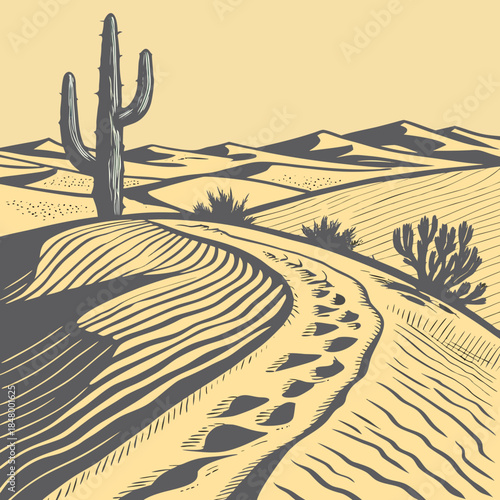 Desert landscape with cactus