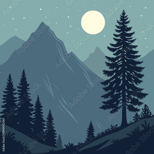 Serene mountain night