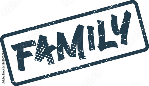 Distressed Family Rubber Stamp Icon Indicating Strong Bonds and Important Social Connections