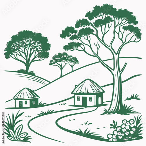 Serene countryside village