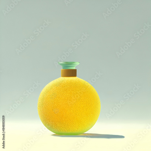 Lemon oil essence bottle with textured citrus fruit product mockup