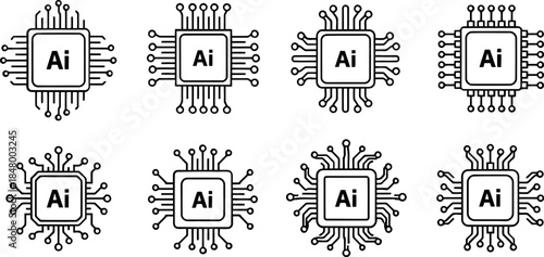 Ai chip icons Vector