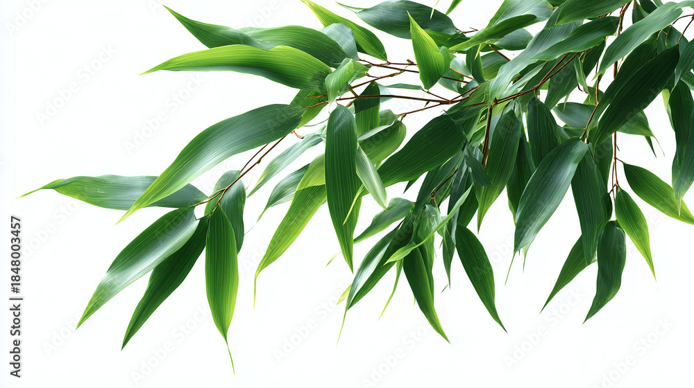 Obraz premium Close-up of vibrant green leaves from a ficus tree, highlighting their delicate details and refreshing beauty. This image captures the essence of nature's elegance
