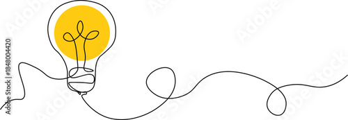 creative idea with hand drawn light bulb and lines.