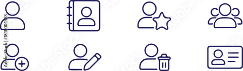 user profile bule line icons set contact vector 8 vector design art