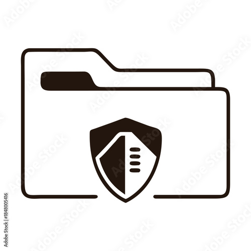 Secure file storage with a shield protecting a folder, isolated on ensuring data safety and privacy with robust security measures