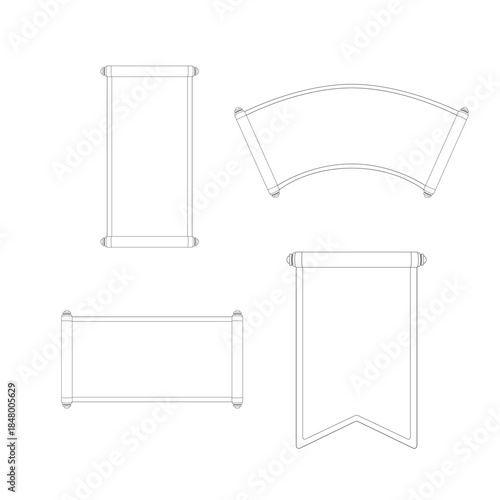 矢量新年节庆挂联卷轴横幅对联
