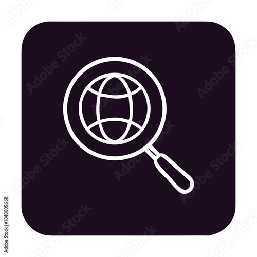Exploring global connections with a magnifying glass, representing international research, worldwide analysis, and the search for information across the internet
