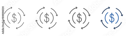 
outline icon set return on investment with four arrows and money design