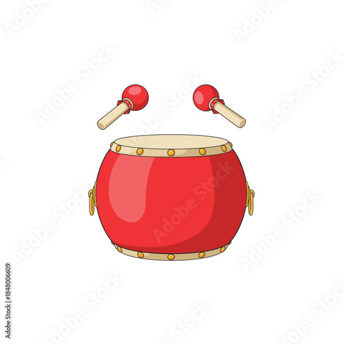 新年喜庆传统乐器热闹庆典矢量锣鼓
