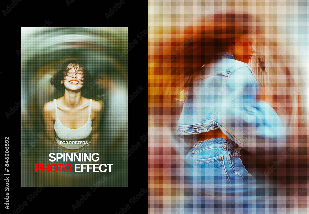 Spinning Blurred Poster Photo Effect Mockup Stock Template | Adobe Stock