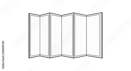 Simple black and white line art illustration of a traditional Japanese or Chinese folding screen or room divider partition.