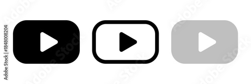Play button icon, music video player start symbol