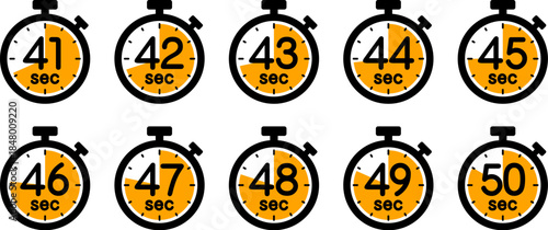 Φωτογραφία 時間を示すストップウォッチのアイコン（stopwatch icon　41sec/42sec/43sec/44sec/45sec/46sec/47sec/48se
