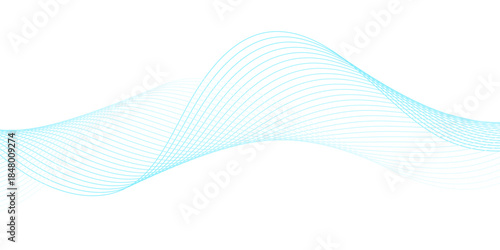 Modern abstract cyan blue wave line background with elegant flowing curves, designed as a minimalist vector motion texture with smooth lines on white or transparent background